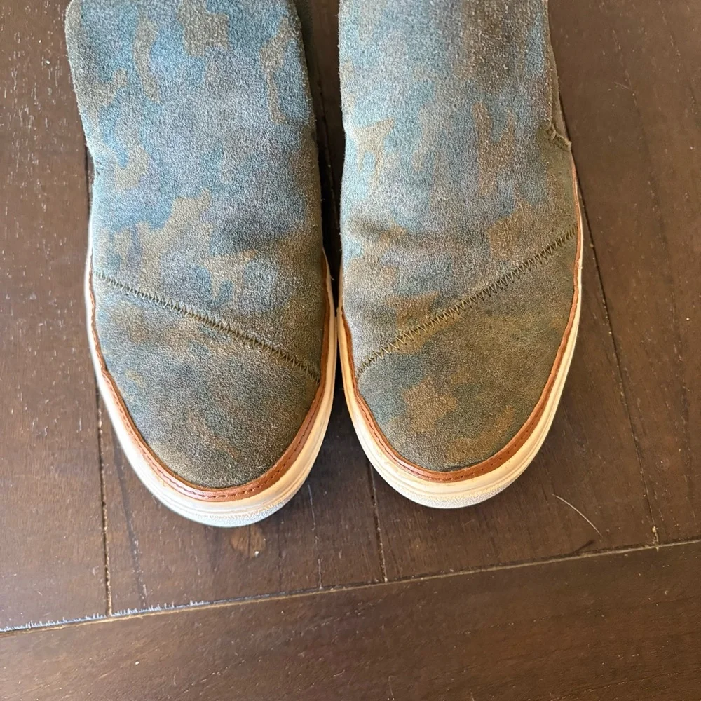 TOMS Womens Paxton Winterized Suede Mid Cut Slip On Sneakers Shoes‎ Green 7.5